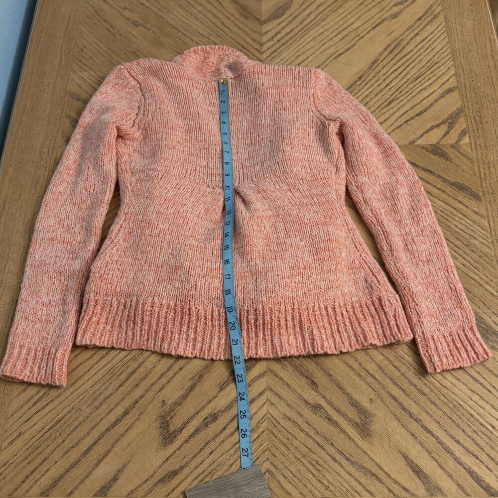 Anthropologie Moth Open Front Wrap Sweater Wool Blend Coral Long Sleeves Size SP - Picture 7 of 10